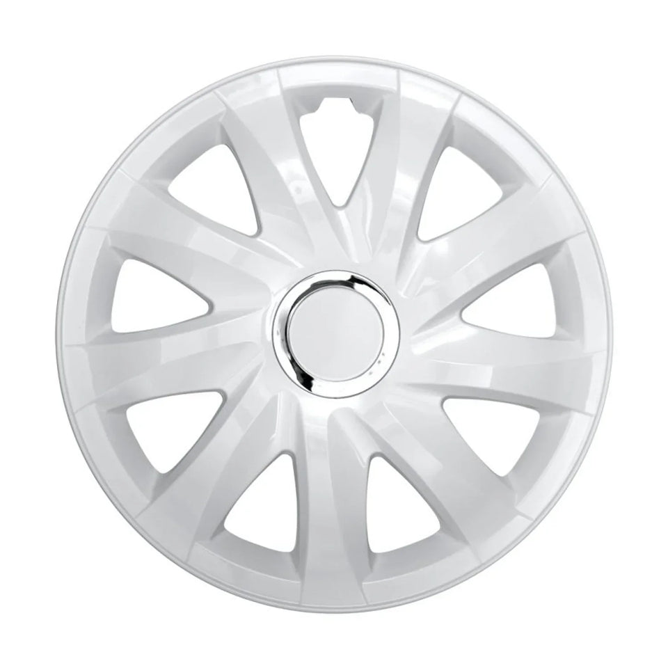 Drift hubcaps 14 "white lacquered 4 pcs. Easy installation