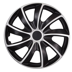 ΝRМ Quad Bicolor SILVER&BLACK Hubcaps 17" High Quality ABS Plastic