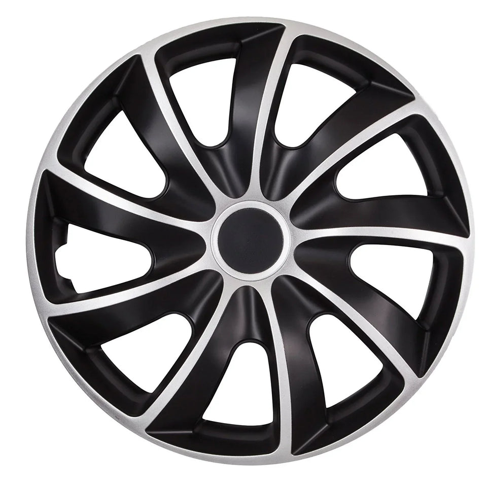 ΝRМ Quad Bicolor SILVER&BLACK Hubcaps 17" High Quality ABS Plastic