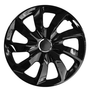 ΝRМ 15" Wheel Trims Covers Universal Hub Caps Black Gloss Lacquered Solid Set 4 PCS