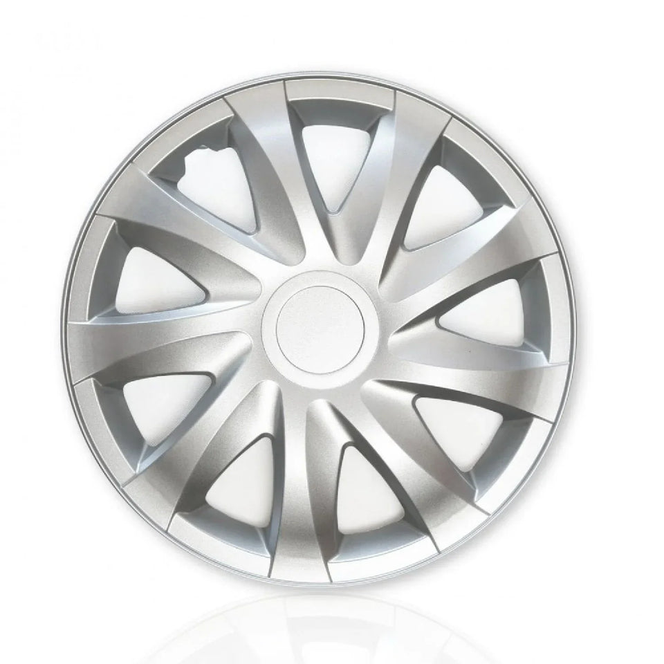 Universal hubcaps 15" Draco silver press-on 4 pieces