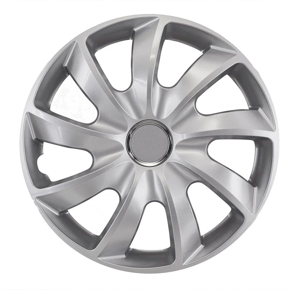Set of universal hubcaps 15" Stig silver lacquer press-on 4 pieces