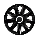 Universal hubcaps 14" DRIFT black lacquer press-on 4 pieces