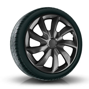 Universal hubcaps 15" Stig graphite lacquer press-on 4 pieces