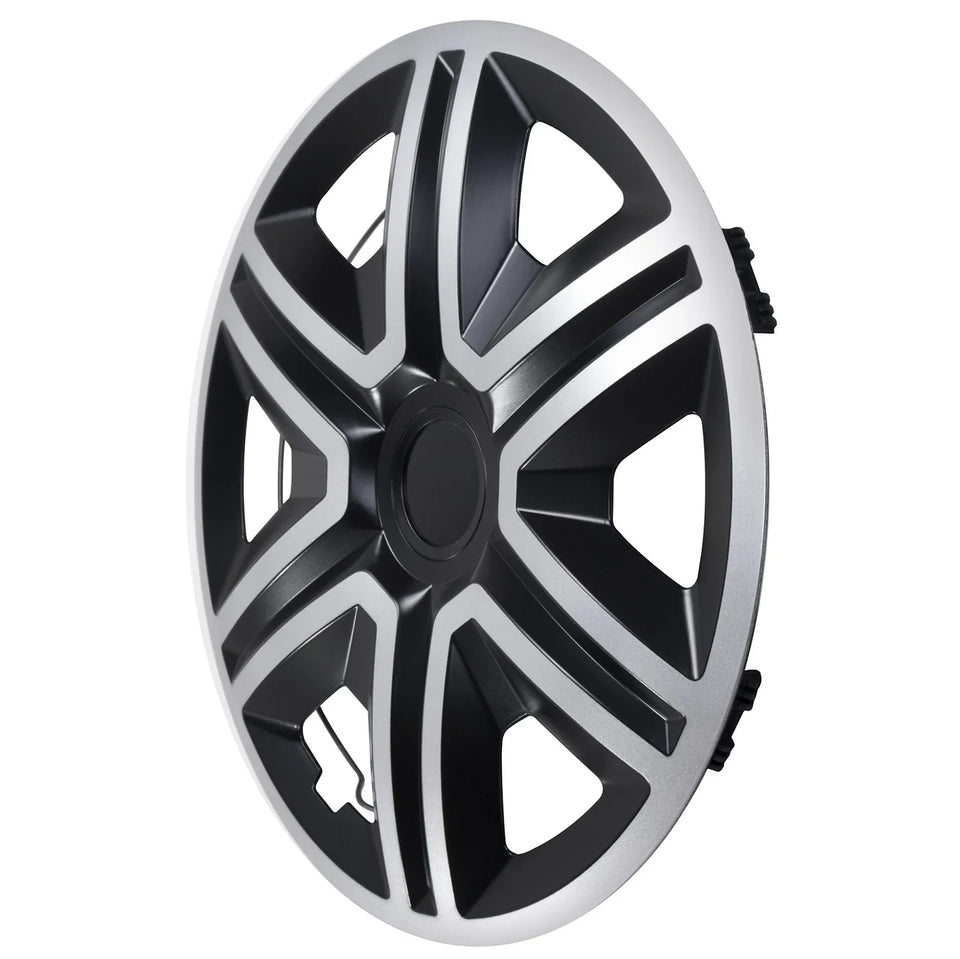 ΝRМ 15" Wheel Covers Hubcaps Universal 4 PCS Black Silver Easy Assembly ABS