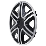 ΝRМ 15" Wheel Covers Hubcaps Universal 4 PCS Black Silver Easy Assembly ABS
